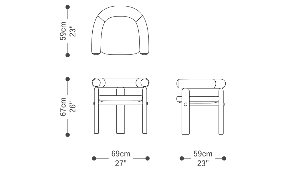 Image of the main dimensions of the product